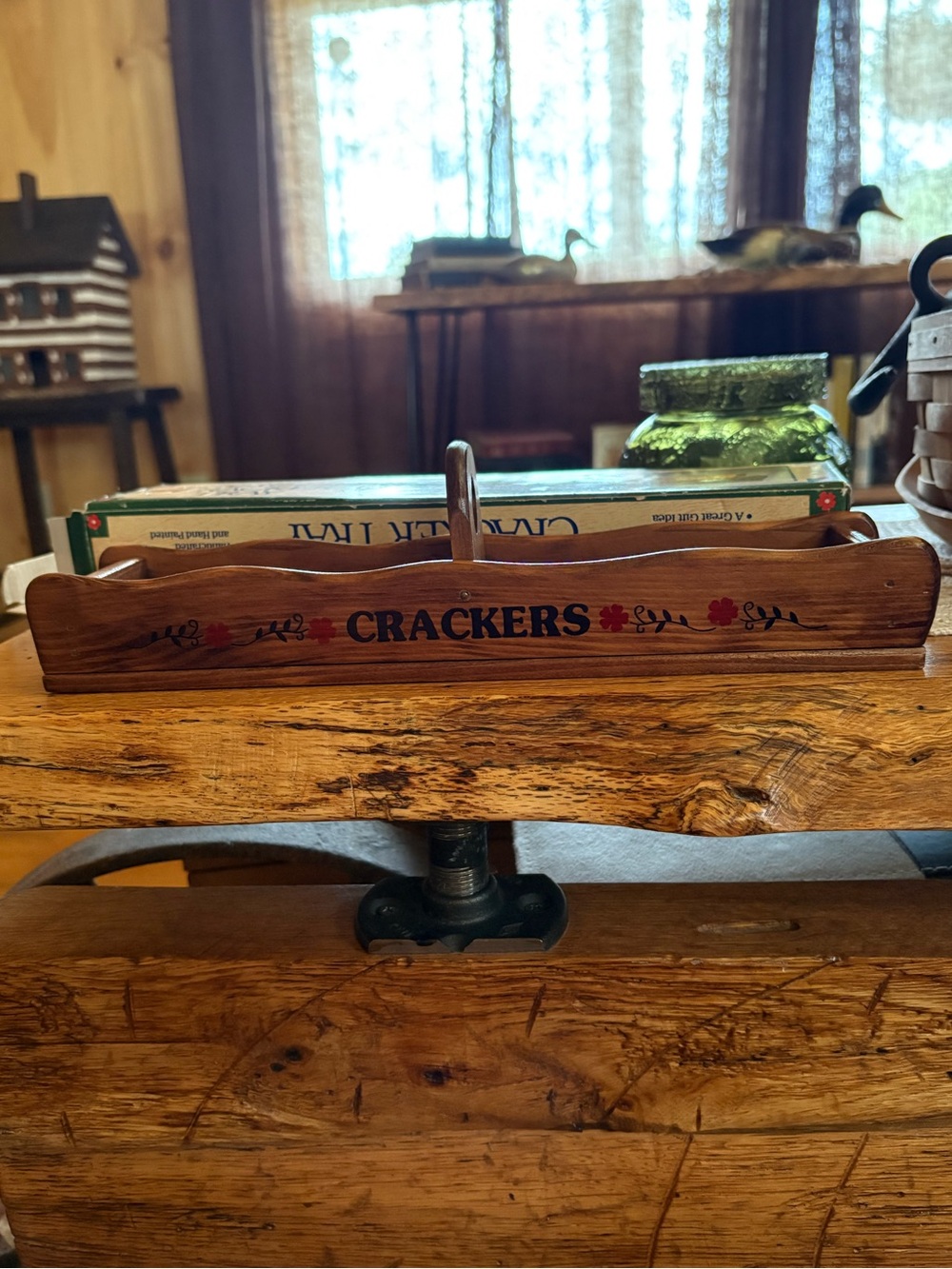 Vintage Giftco Wooden Cracker Tray Farmhouse Caddy in original box